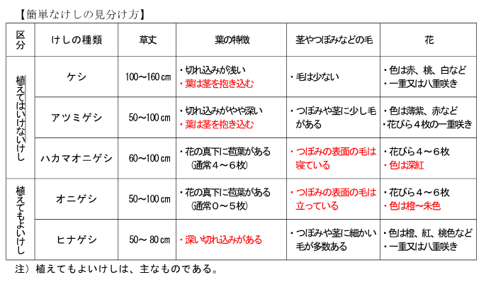○簡単なけしの見分け方